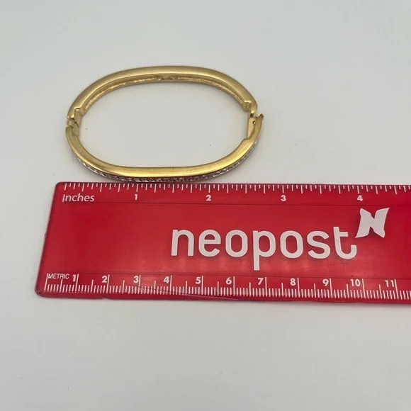 Swarovski Signed Gold-Tone Hinged Crystal Bracelet - Picture 6 of 8